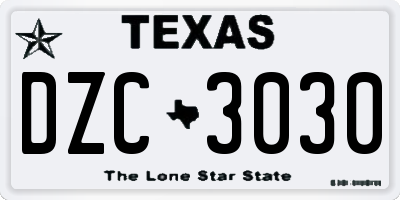 TX license plate DZC3030
