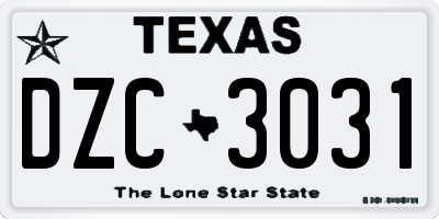 TX license plate DZC3031