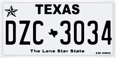 TX license plate DZC3034