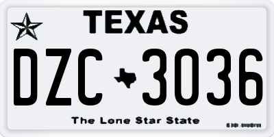 TX license plate DZC3036