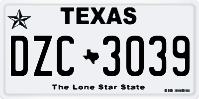 TX license plate DZC3039