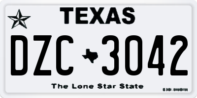 TX license plate DZC3042