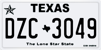 TX license plate DZC3049
