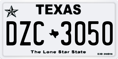 TX license plate DZC3050