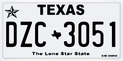 TX license plate DZC3051