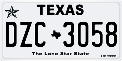 TX license plate DZC3058