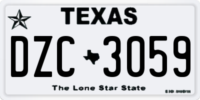 TX license plate DZC3059