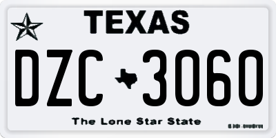 TX license plate DZC3060