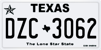 TX license plate DZC3062