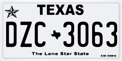 TX license plate DZC3063