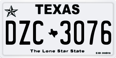 TX license plate DZC3076