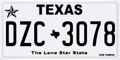 TX license plate DZC3078