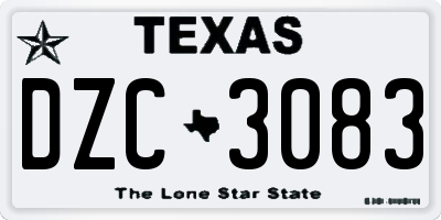 TX license plate DZC3083