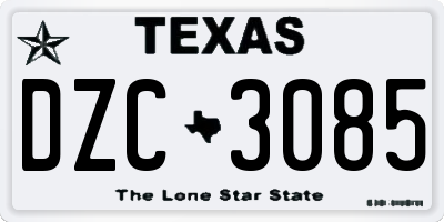 TX license plate DZC3085
