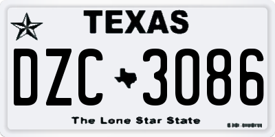 TX license plate DZC3086