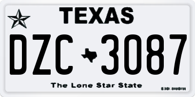 TX license plate DZC3087
