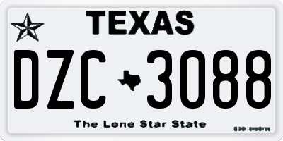 TX license plate DZC3088