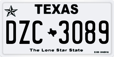 TX license plate DZC3089