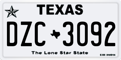 TX license plate DZC3092