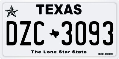TX license plate DZC3093