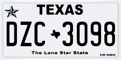 TX license plate DZC3098