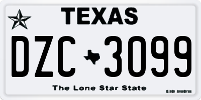 TX license plate DZC3099