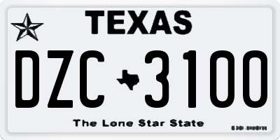 TX license plate DZC3100