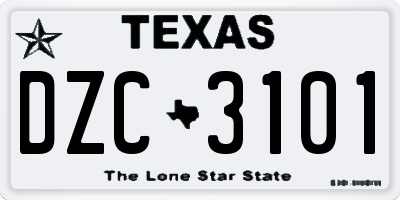 TX license plate DZC3101
