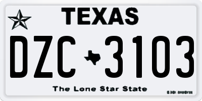 TX license plate DZC3103