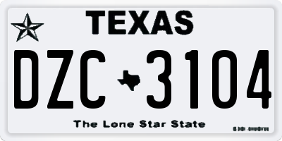 TX license plate DZC3104