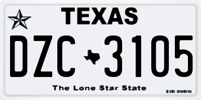 TX license plate DZC3105