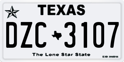 TX license plate DZC3107