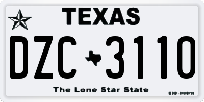 TX license plate DZC3110