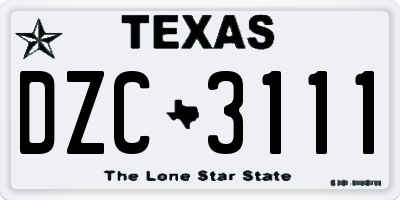 TX license plate DZC3111