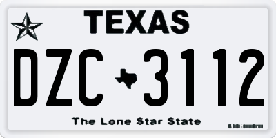 TX license plate DZC3112