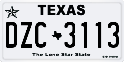 TX license plate DZC3113