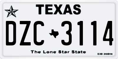 TX license plate DZC3114