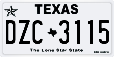 TX license plate DZC3115