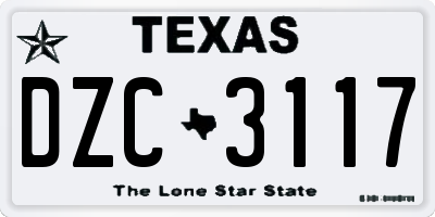 TX license plate DZC3117