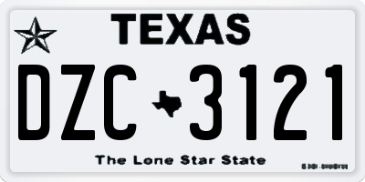 TX license plate DZC3121