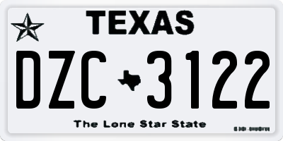 TX license plate DZC3122