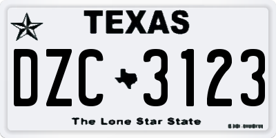 TX license plate DZC3123