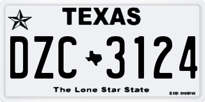 TX license plate DZC3124