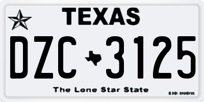TX license plate DZC3125