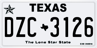 TX license plate DZC3126