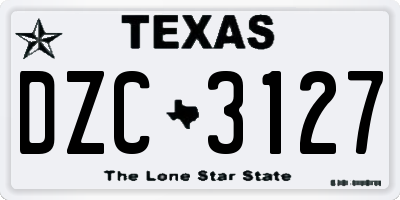 TX license plate DZC3127