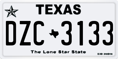 TX license plate DZC3133