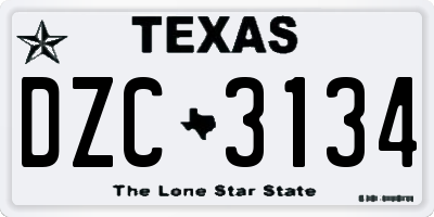 TX license plate DZC3134