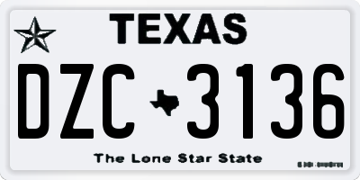 TX license plate DZC3136