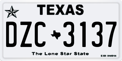 TX license plate DZC3137